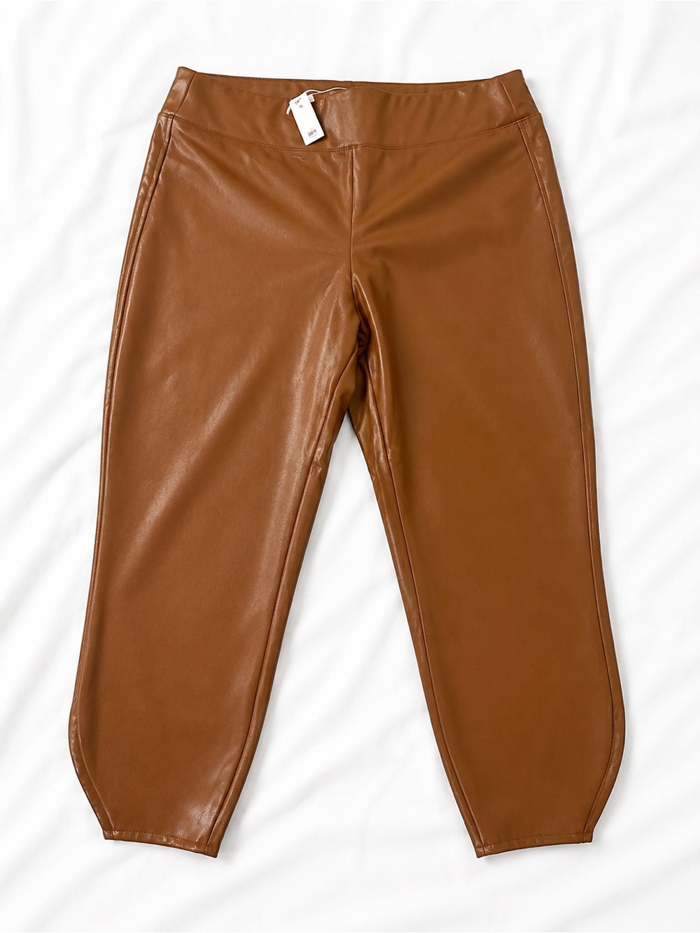 GAP Straight Leg Faux Leather Pants in Cognac Brown